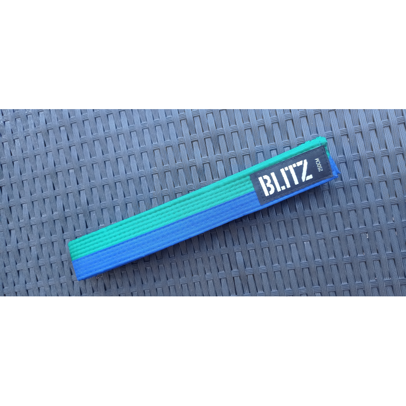 Cinture Bi-Color Blu-Verde cm 250 Cotone Arti Marziali Karate Judo