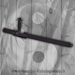 Manganello distanziatore tonfa da addestramento in plastica nera e schiuma con passante da cintura per difesa personale