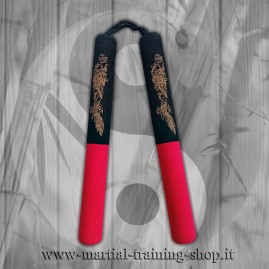 Nunchaku Imbottito Foam Dragon Red Black Da Allenamento Arti Marziali