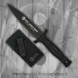 K25 Coltello in Alluminio Black Rubber Handle Dagger Trainer Allenamento Arti Marziali Krav Maga